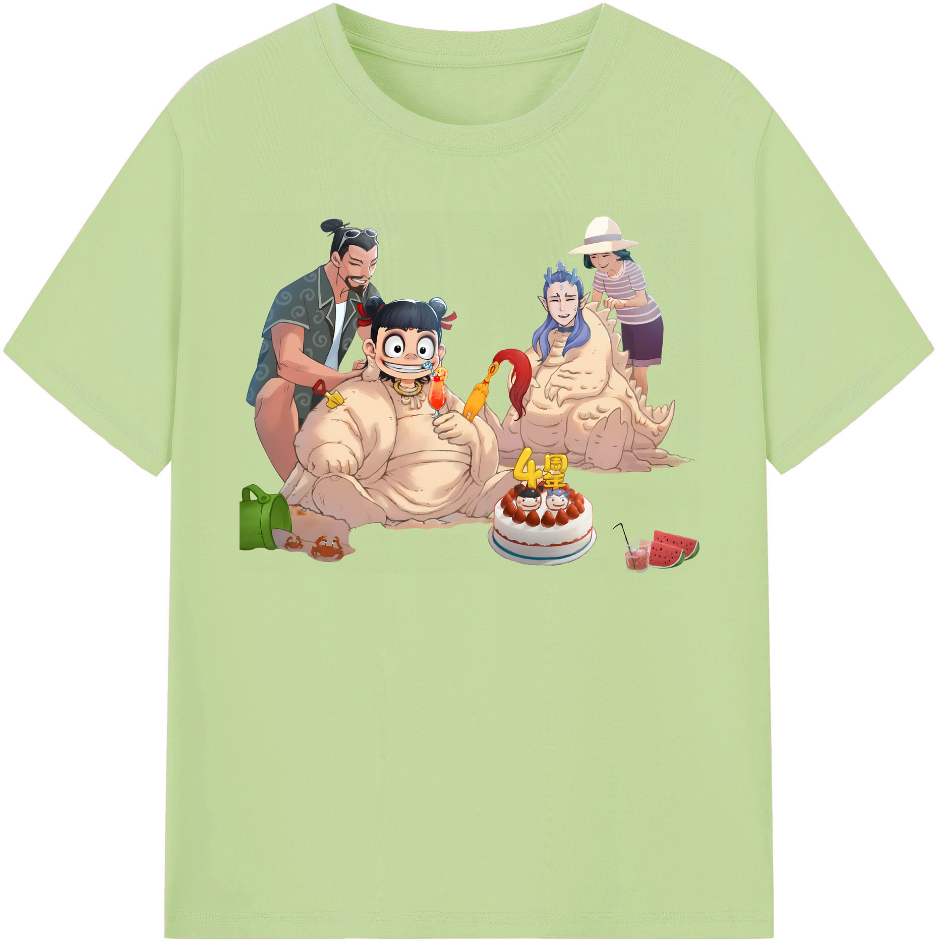 （画像用） Ne Zha 2 ナタ 魔童の大暴れ 綿100％半袖Tシャツ（フロントプリント）